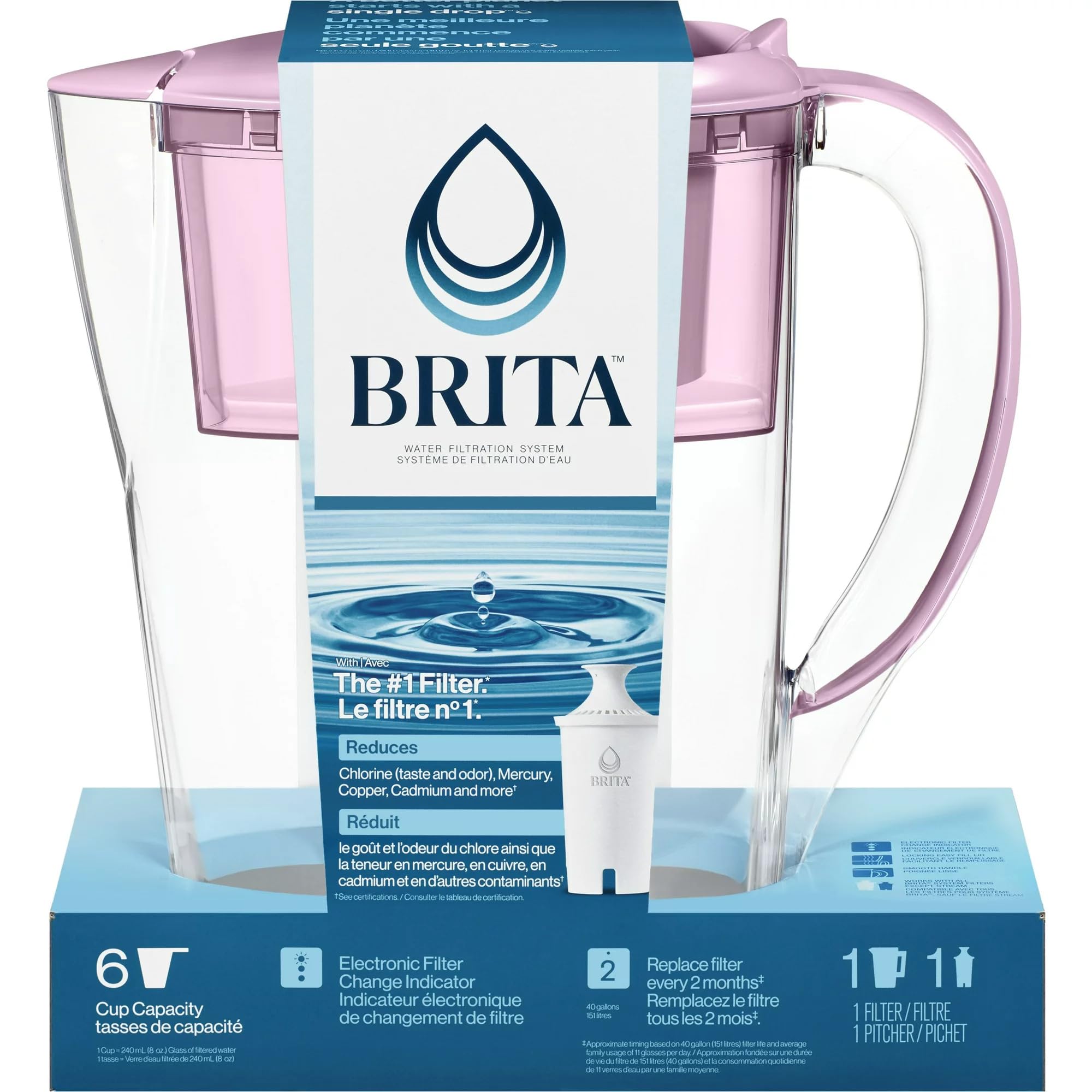 Photo 1 of *Major Damaged*
Brita Small 6 Cup Space Saver Water Filter Pitcher with 1 Standard Filter, Space Saver, Purple (Purple)*See Clerk Notes*