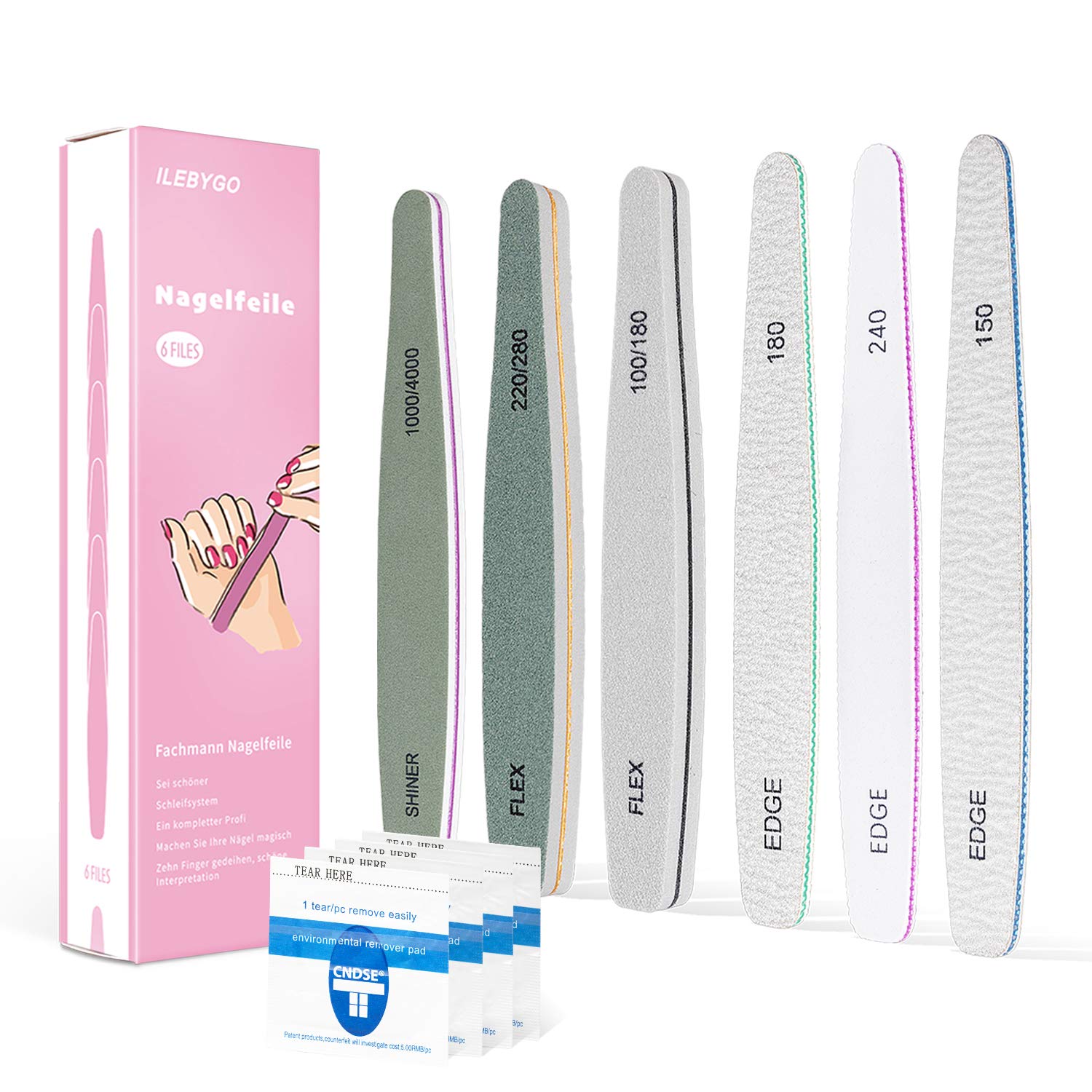 Nagelfeile, 6 Stück Professionelle Nagelfeilen Set für natürliche Nägel ...