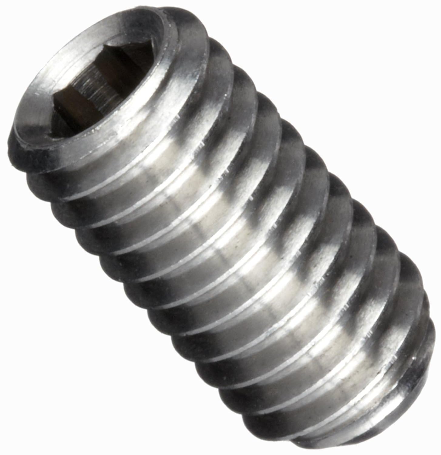 Stainless Steel 316 Set Screw, Hex Socket Drive, Cup Point, 1024, 3/8" Length (Pack of 10