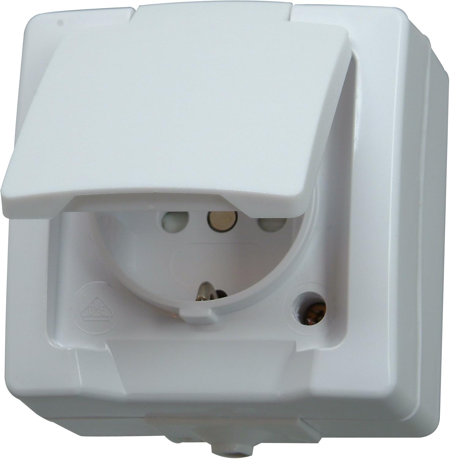 Kopp Nautic 107802006 Plug Socket Protected with Lid and Heightened Touch Protection for Damp Spaces, White, 1fach