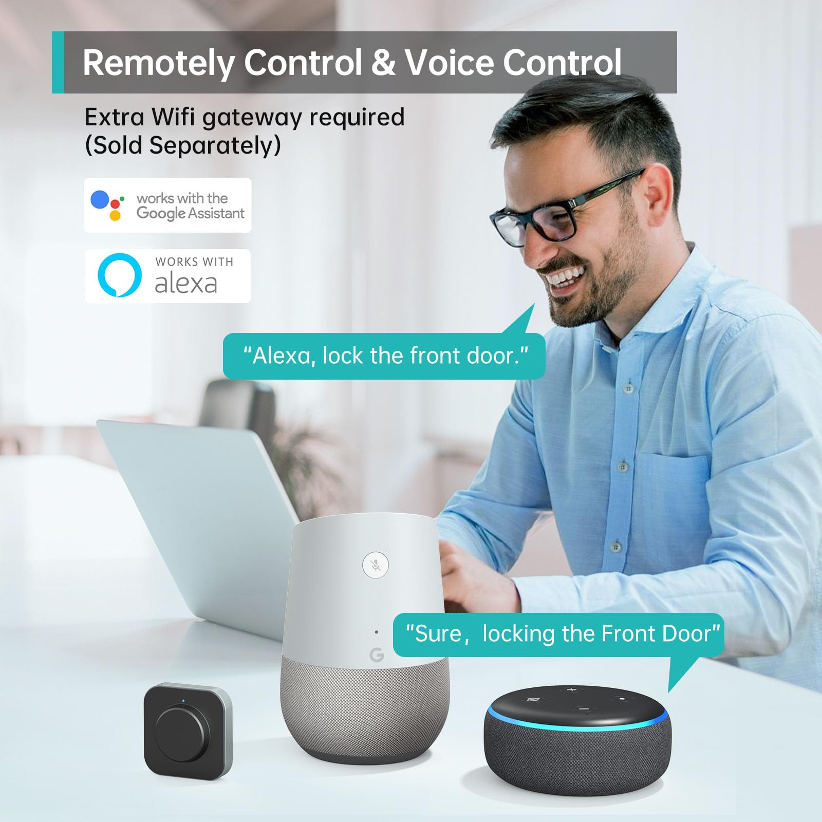 hornbill Biometric Fingerprint Smart Lock with Front Door Handle Set, Keyless Entry Smart Door Lock with Keypad, 8-in-1 Smart Deadbolt, Digital Smart Door Lock, Bluetooth Door Lock with Auto Lock