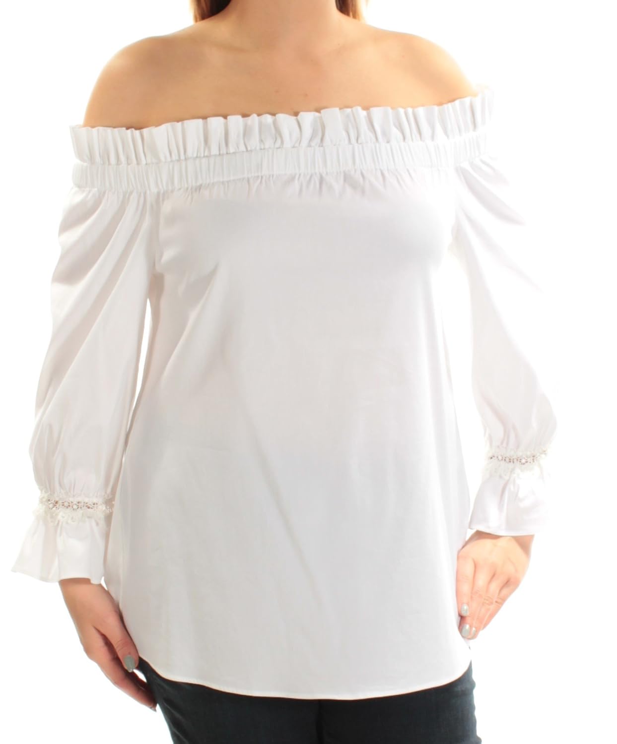 Alfani 80 Womens New 1222 White Long Sleeve Off Shoulder Casual