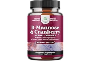 NATURES CRAFT D Mannose with Cranberry Supplement - Potent D Mannose 1000mg Capsules for Kidney Defense Support & Cleanse and Urinary Tract Health for Women & Men - Bladder Health Supplement for Adults - 60 Count