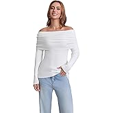 isinosilk Women's Off The Shoulder Sweater 2025 Fashion Versatile Cute Long Sleeve Tops Fall Winter
