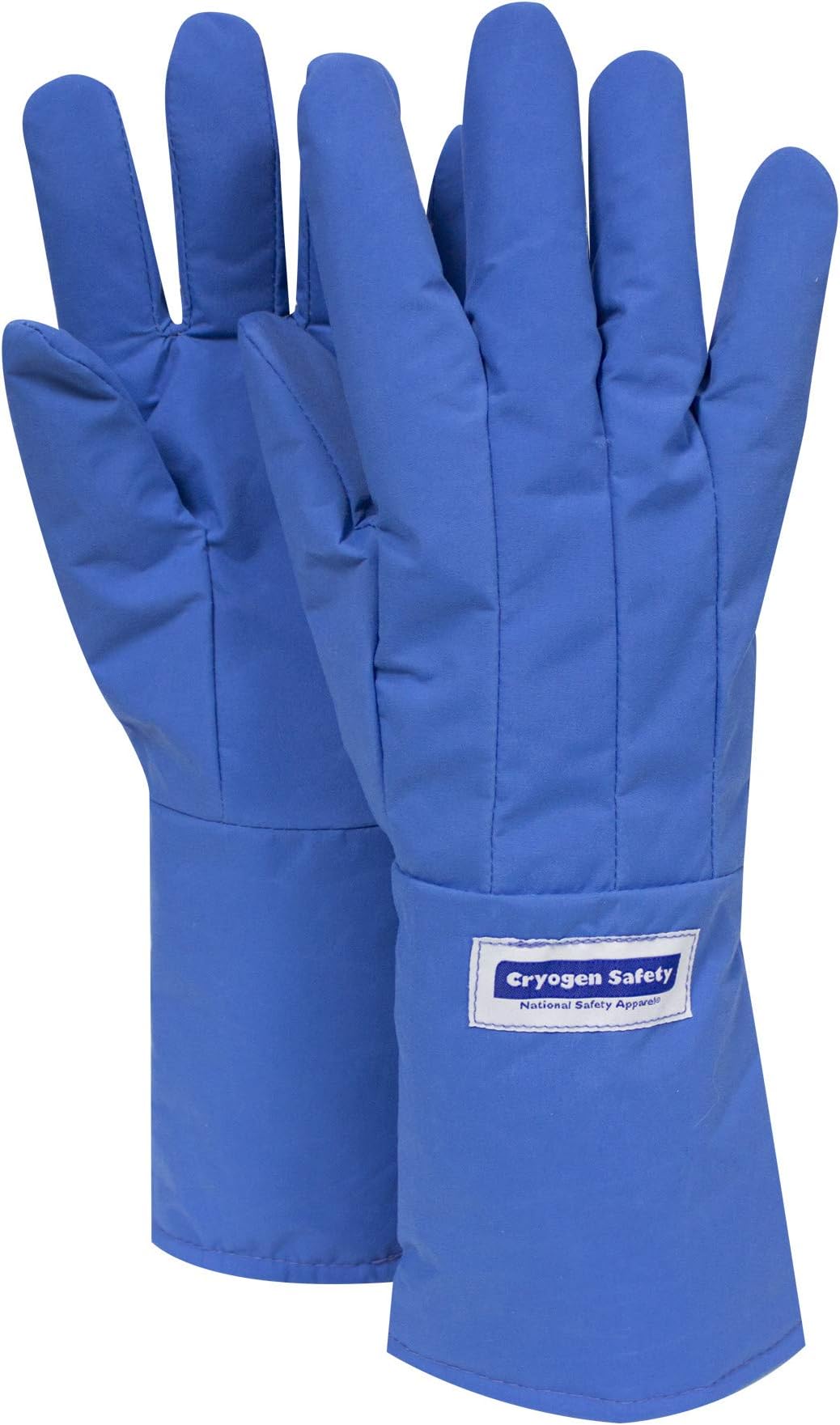 National Safety Apparel G99CRBERLGMA Nylon Taslan and PTFE Mid-Arm Standard Water Resistant Safety Glove, Cryogenic, 14" - 15" Length, Large, Blue