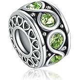 MiiFort Infinity Birthday Cubic Zirconia Birthstones Spacer Bead Charm Compatible with Pandora Charms Bracelets