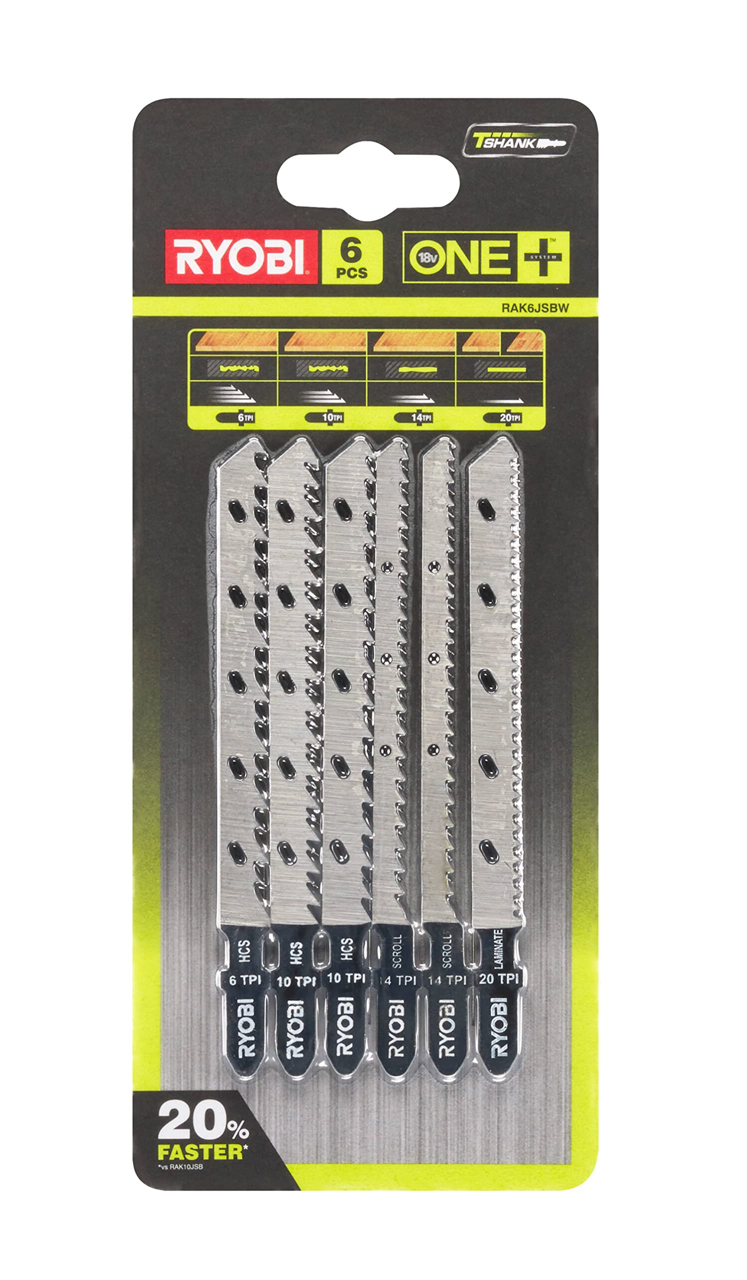 Ryobi RAK6JSBW Jigsaw Blade Set (6 Piece)