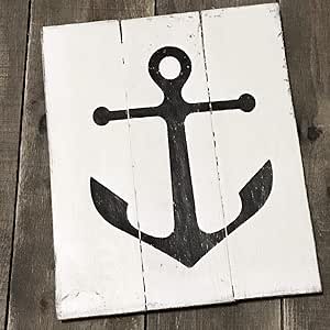 CELYCASY - Señal de Ancla de Madera recuperada, náutica, decoración