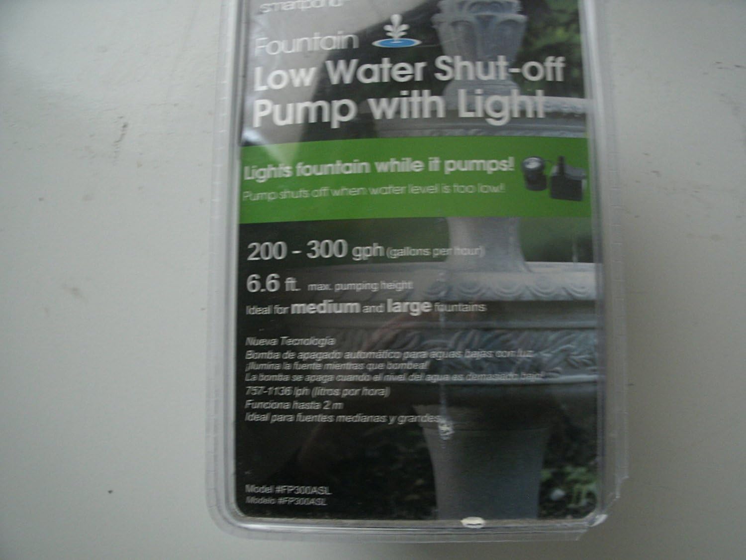 Smartpond 200-300 GPH Low Water Shut Off Fountain Pump with Light Item#8438 Model# FP300ASL UPC# 871980400100 : Pond Filtration Equipment : Garden & Outdoor