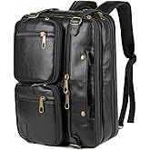Men Vegan Leather Briefcase Backpack Hybrid 17 Inch Laptop Bag Case Business Messenger bag HB-22