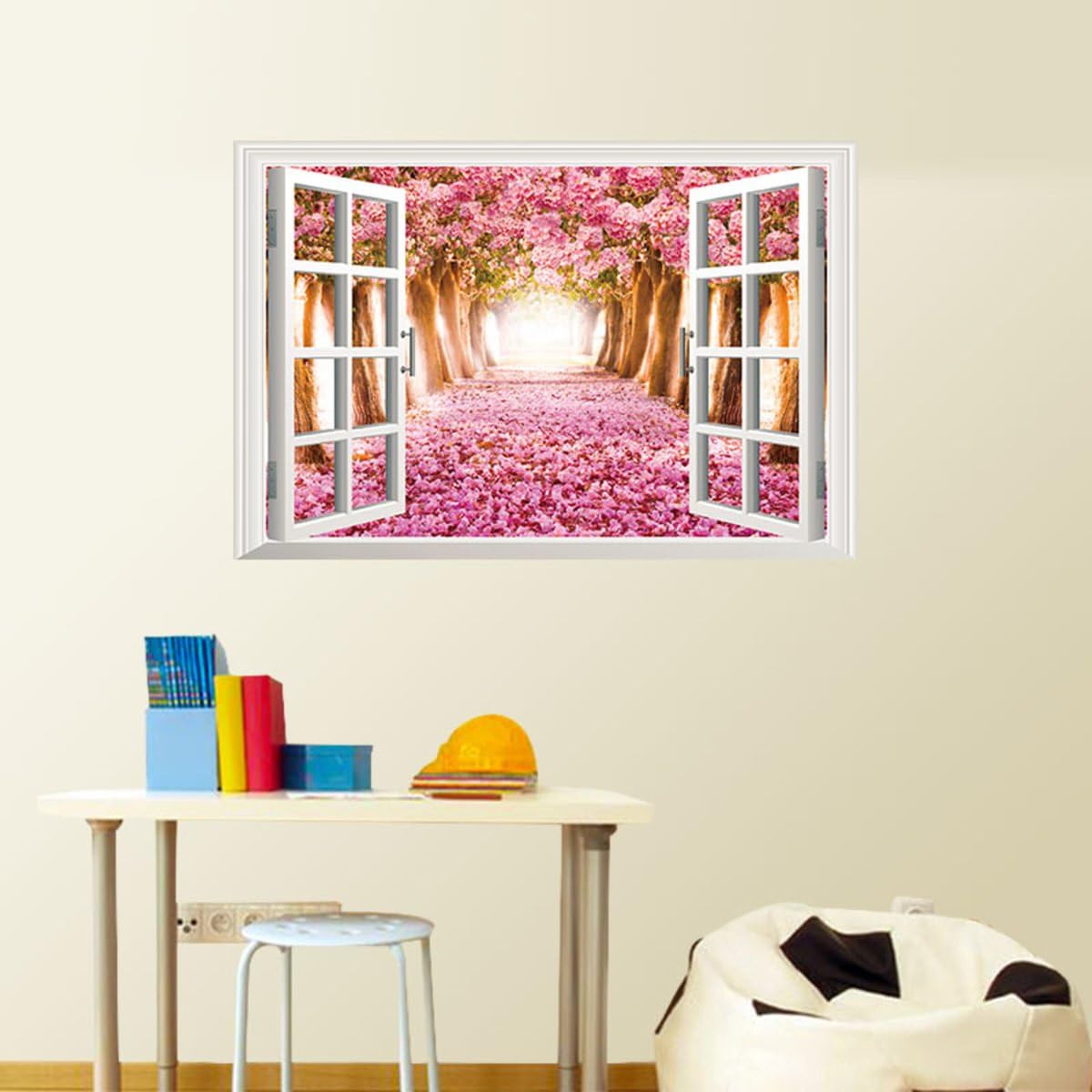 Decals Design '3D Cherry Blossoms Flowers Path Endless Venture' Wall Sticker (PVC Vinyl, 60 cm x 90 cm)
