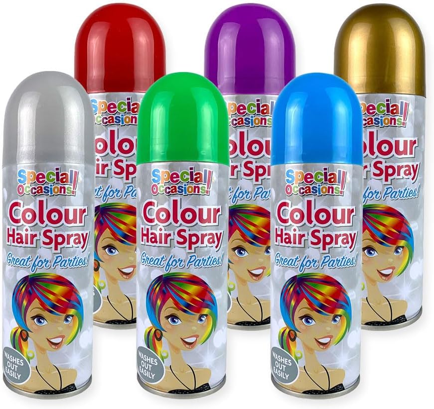 Zopper Hair Spray Multi Colour 6 x 200ml Temporary Washable Fancy Dress