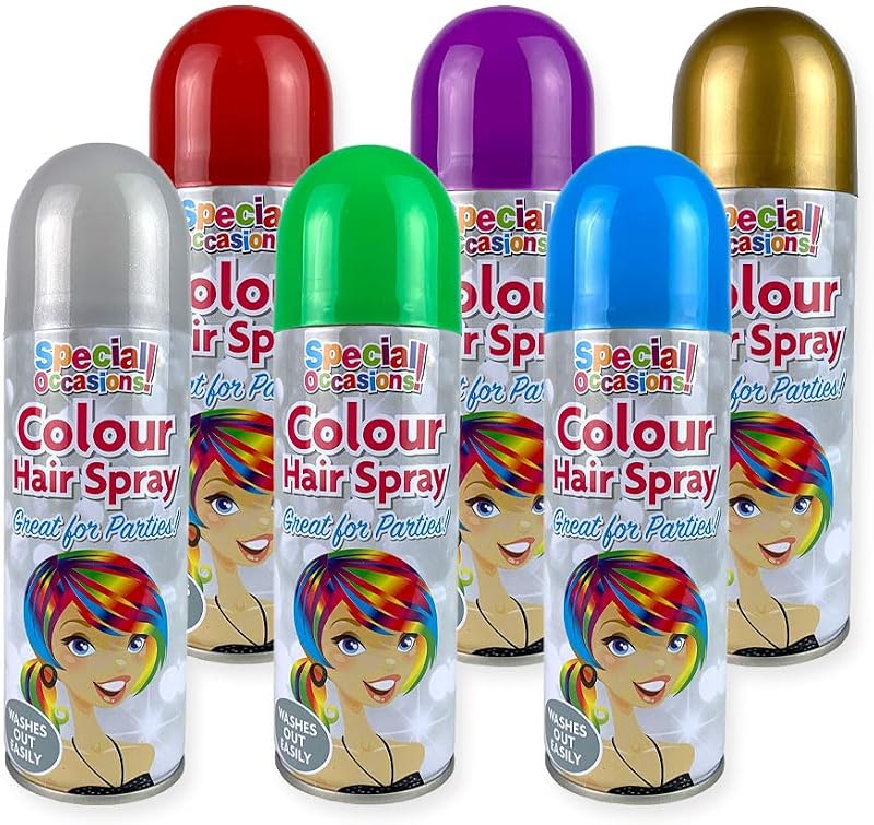 Zopper Hair Spray Multi Colour 6 x 200ml Temporary Washable Fancy Dress