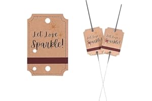 MGWOTH 100PCS Kraft Wedding Send-Off Tags with Built-in Match Striker, Rustic ‘Let Love Sparkle’ Decor Craft Paper Sleeves for Ceremony Grand Exit, Anniversary, Parties, Graduation Favors, Engagement Event