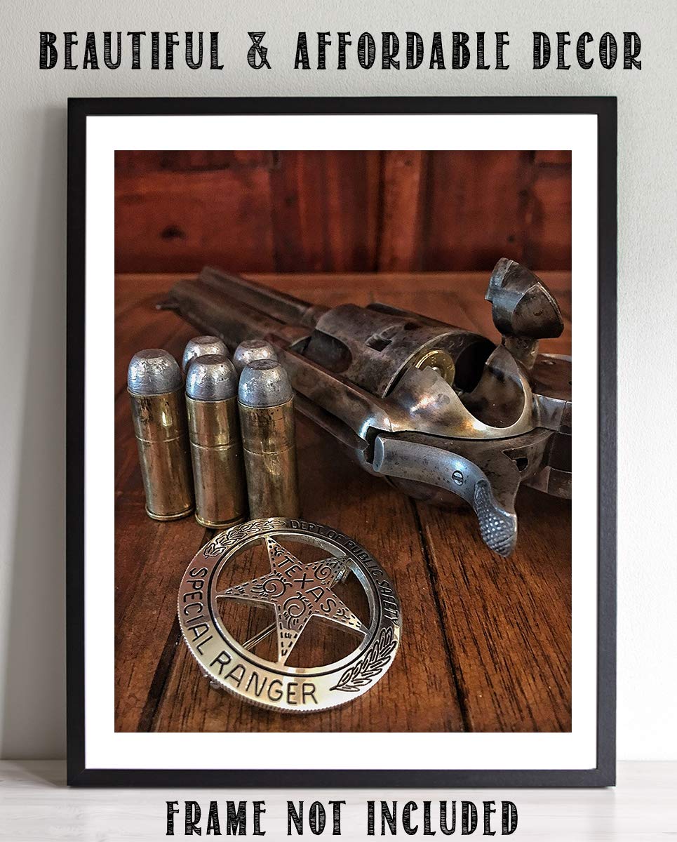 Buy "Texas Ranger Badge, Bullets & Revolver" Western Photo Print 8 x 10" Wall ArtReady to