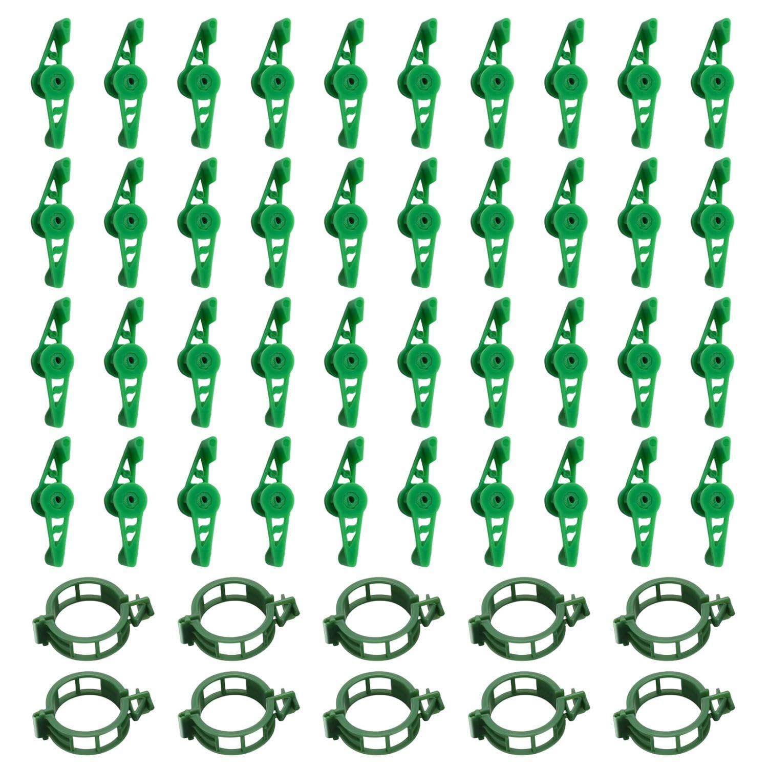 EOWVISN 40Pcs Plant Stem Training Clips And 10Pcs Vine Retaining Clips, Adjustable Plant Clips, Plastic Plant Clips, Gardening Accessories, Gardening Gadgets