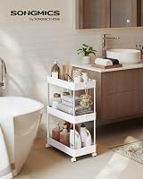 SONGMICS 3-Tier Storage Trolley 360° Wheels Cloud White KSC009W01 view 2