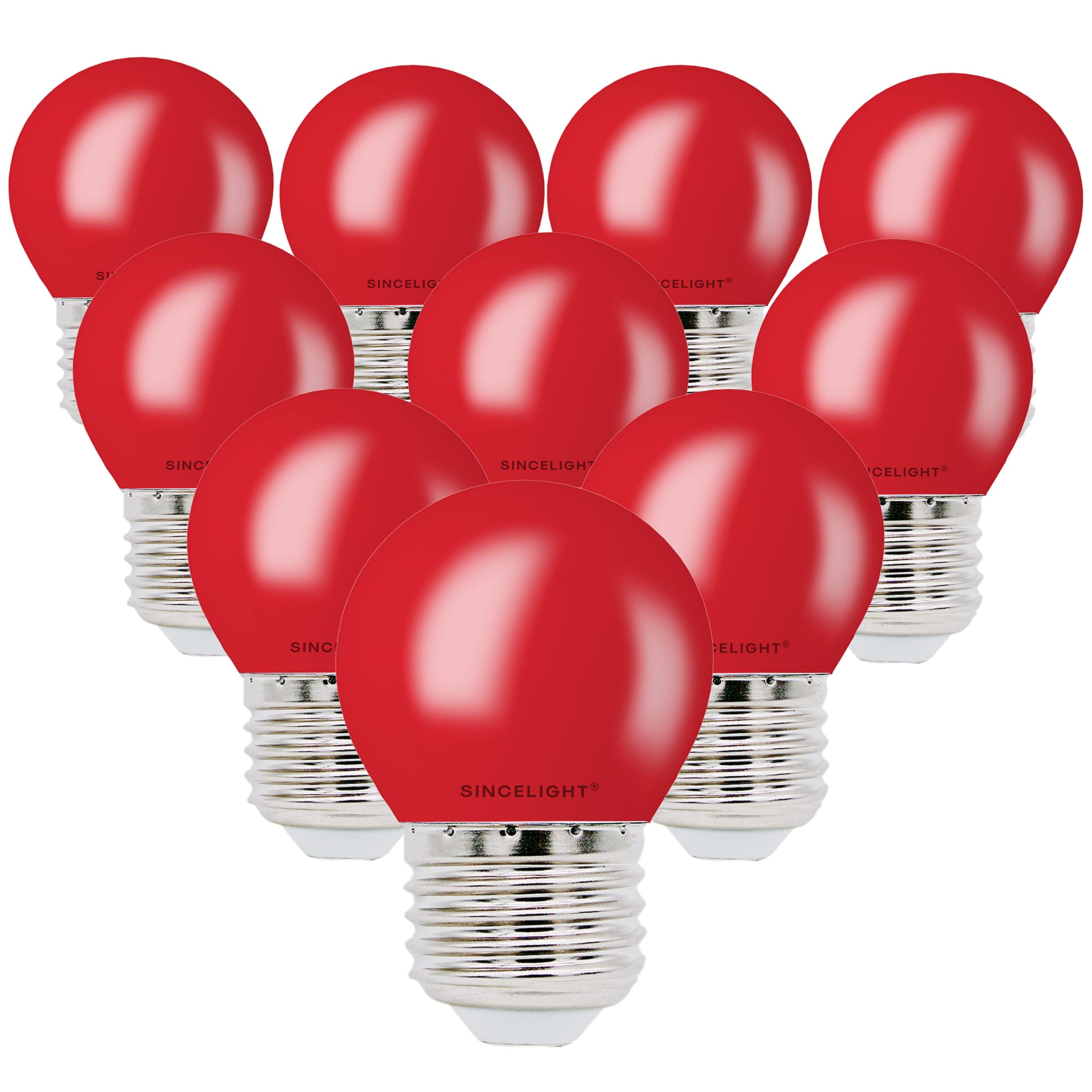SINCELIGHT E27 LED RED Coloured Bulbs 1W Festive Decorative Garden Party Light,Pack of 10