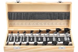 Mollom Carbide Forstner Drill Bit Set 16 Pieces(6.3-54mm), Woodworking with YG8 Carbide Steel Thickened Blades, Hinge Cutter Tool Kits Ideal for Wood, Plastic, Plywood
