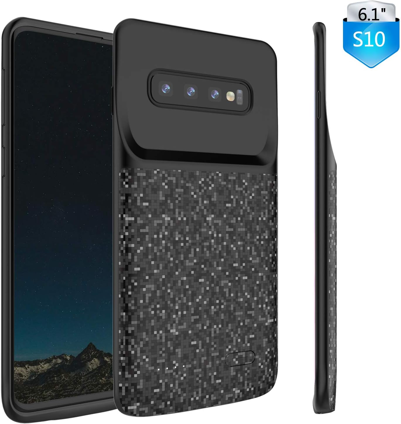 RUXELY Galaxy S10 Battery Case, 4700mAh Portable External Backup Charging Pack, Rechargeable Impact-Resistant Power Charger Case Compatible with Samsung Galaxy S10(Black)(Not for S10 E)
