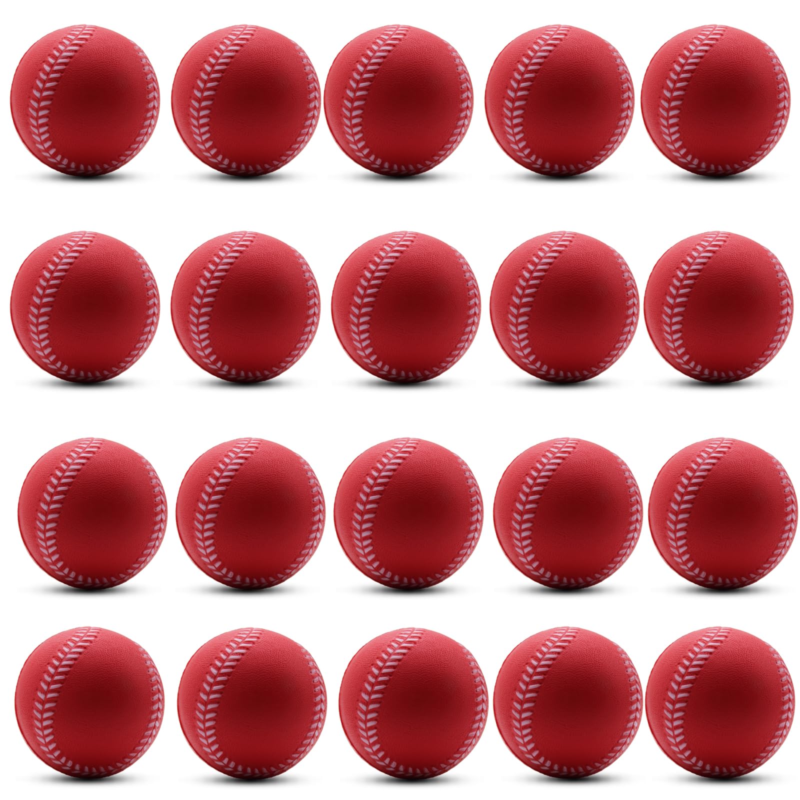 Photo 1 of Magicorange Baseball, Foam Baseballs 20 Pack Practice Training Baseballs Unmarked Baseball Soft Toss, Batting, Fielding, Hitting, Pitching (Red)