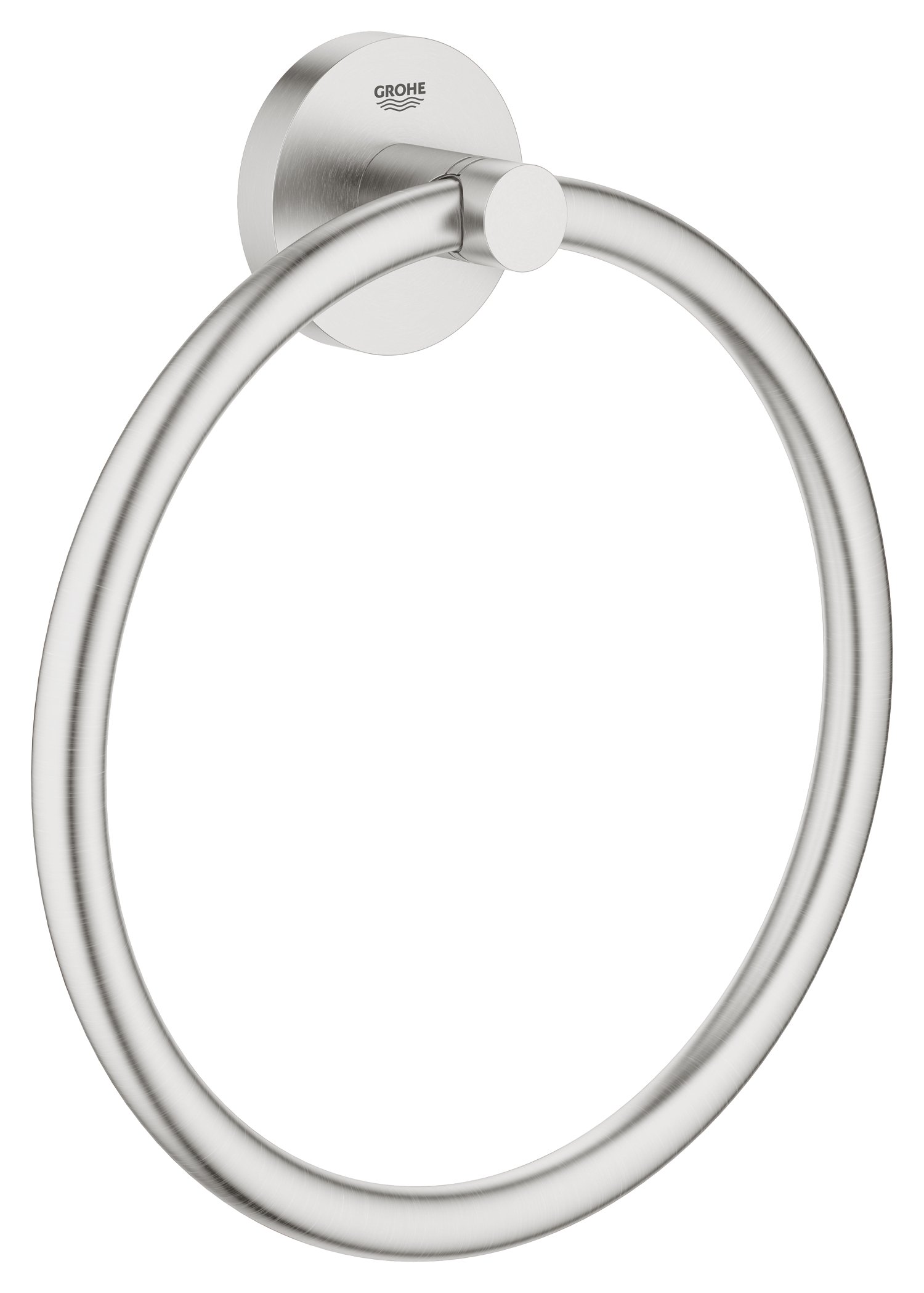 GROHE Essentials Towel Ring German Engineered, Metal In Stainless Steel-Look and with Concealed Fastening 40365DC1