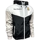 Real Madrid Windbreaker Jacket, Licensed Real M. Lightweight Waterproof Hooded Rain Jacket