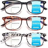 STASTEND Progressive Multifocal Anti Blue Light Reading Glasses for Women and Men Fashion Eyeglasses Frame
