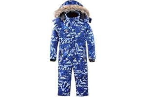 OHSNMAKSL Kid's Snowsuits Boys Ski Suits Jackets Girls Waterproof Coats Jumpsuits Winter Snowboarding Outdoor23HXF-Boy-Snow/Blue-6-7
