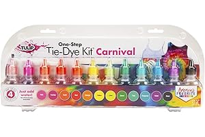 Tulip One-Step Tie-Dye Kit Carnival, Fun Party Activity, Birthday Gift, Fashion Art, Permanent & Vibrant Clothing Dye, Precision Tips, Easy Clean-up, 8 Fun Techniques Included, 12 Rainbow Colors