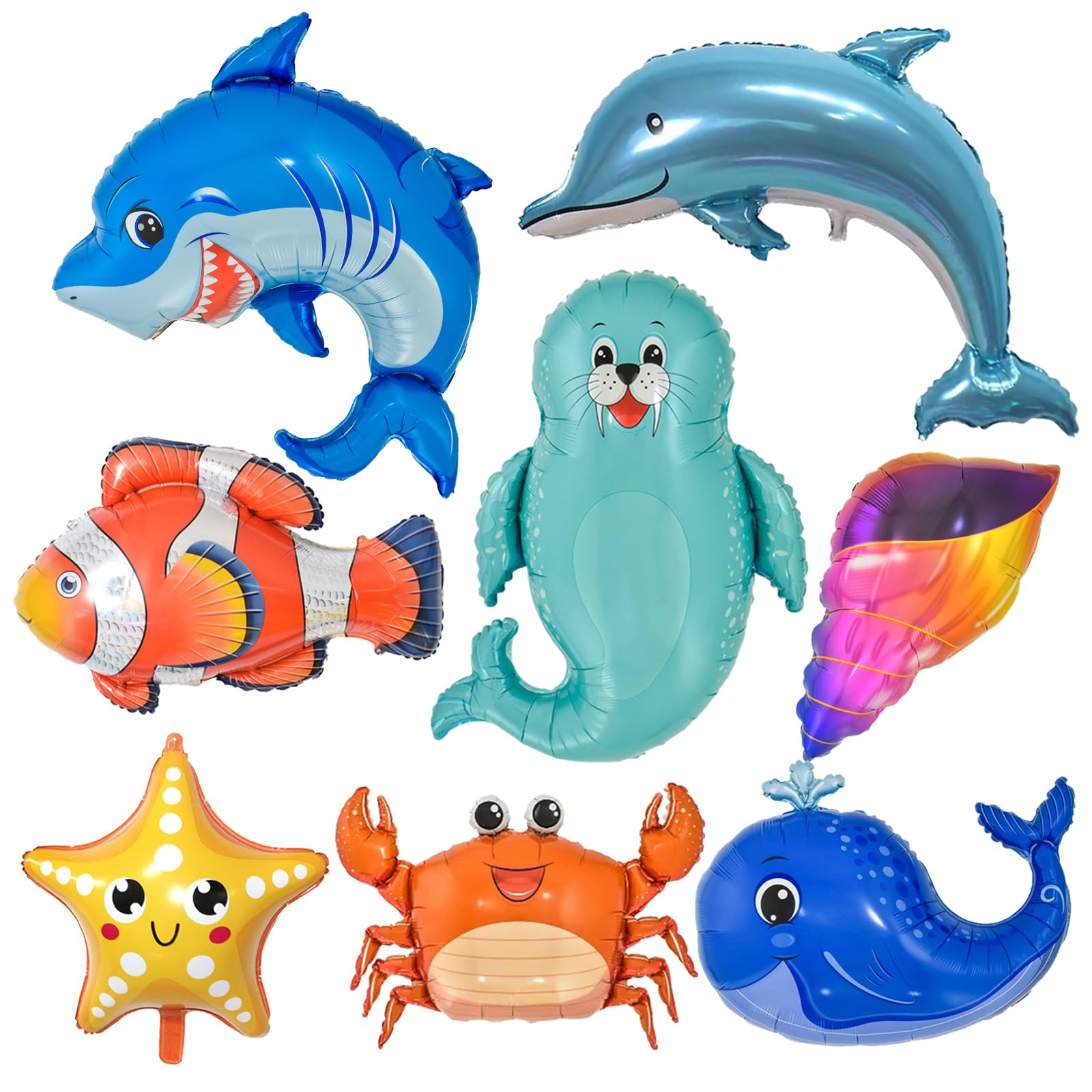 Photo 1 of YiYou Sea Animal Balloons - Large Shark Dolphin Whale Fish Creature Foil Balloons for Under The Sea and Ocean Theme Party Decorations - Pack of 8