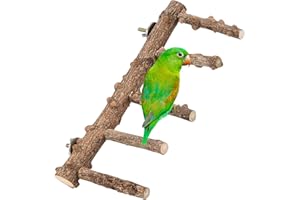 Filhome Bird Ladder, Handmade 100% Natural Wood Bird Perch, Durable Bird Climbing Toys for Canaries Parrots Budgies Parakeets and Other Small and Medium-Sized Birds