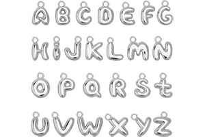 SANNIX 26Pcs Letter Charms for Jewelry Making, Silver A-Z Bubble Alphabet Charms DIY Initial Letter Pendants for Bracelets Ne