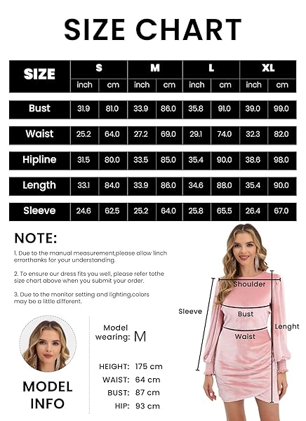 VALIAMCEP WOMEN’S LONG SLEEVE VELVET DRESS ELEGANT ROUND NECK CUTE LANTERN SLEEVE PUFF SLEEVE RUCHED WRAP COCKTAIL BODYCON DRESS SHORT FORMAL CLUB PARTY MINI DRESSES PINK S