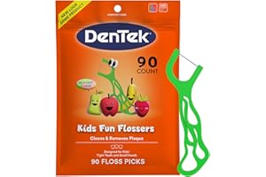 DenTek Fun Flossers – Kids Floss Picks with Wild Fruit Flavor, 90 Count