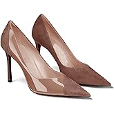 Coutgo Womens Pointed Toe High Heels Pumps Patent Suede Stiletto Heel Slip on Office Party Wedding Dress Shoes