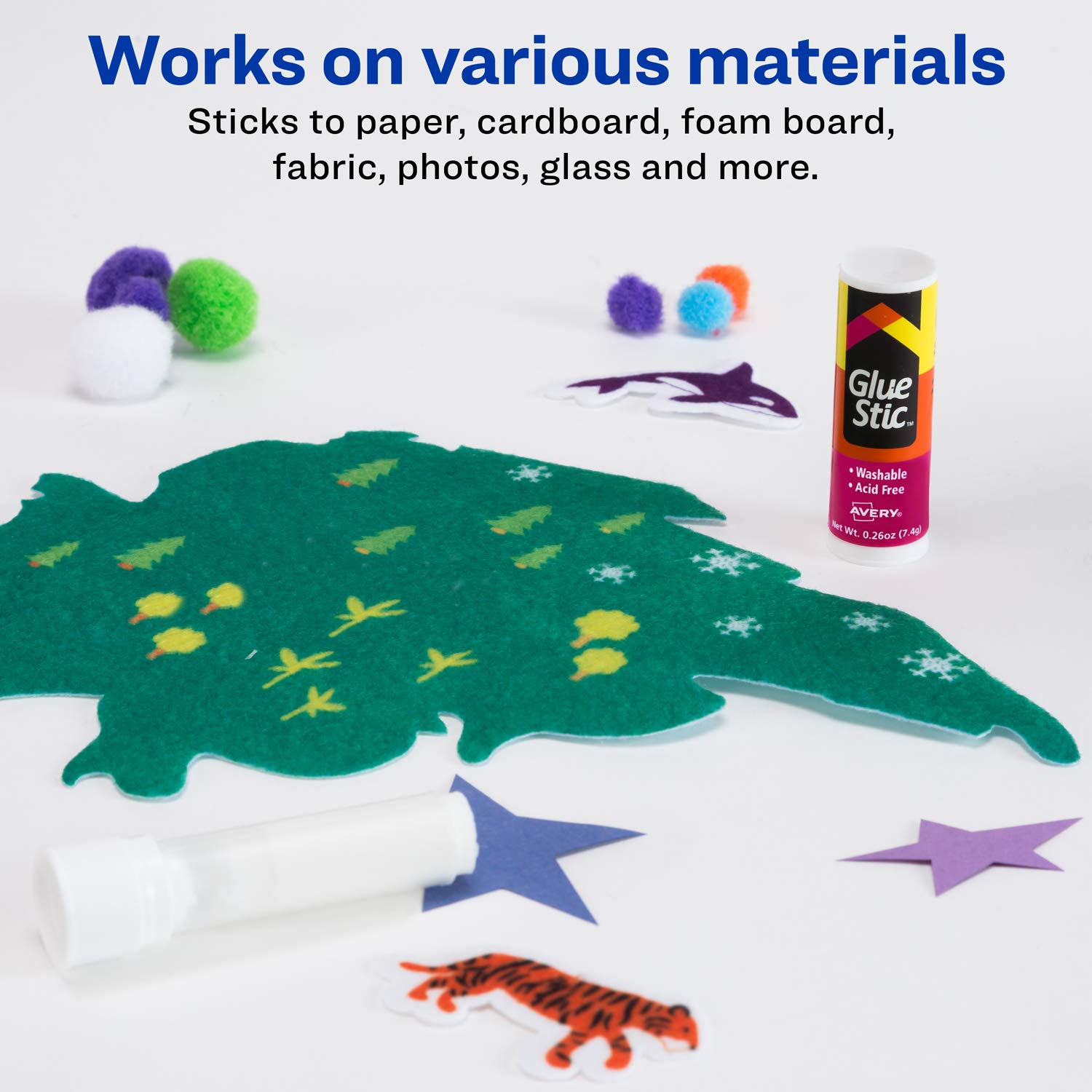 Avery Glue Stick White, Washable, Non-Toxic, 0.26 Oz. Permanent Glue Stic, 2pk (00171)