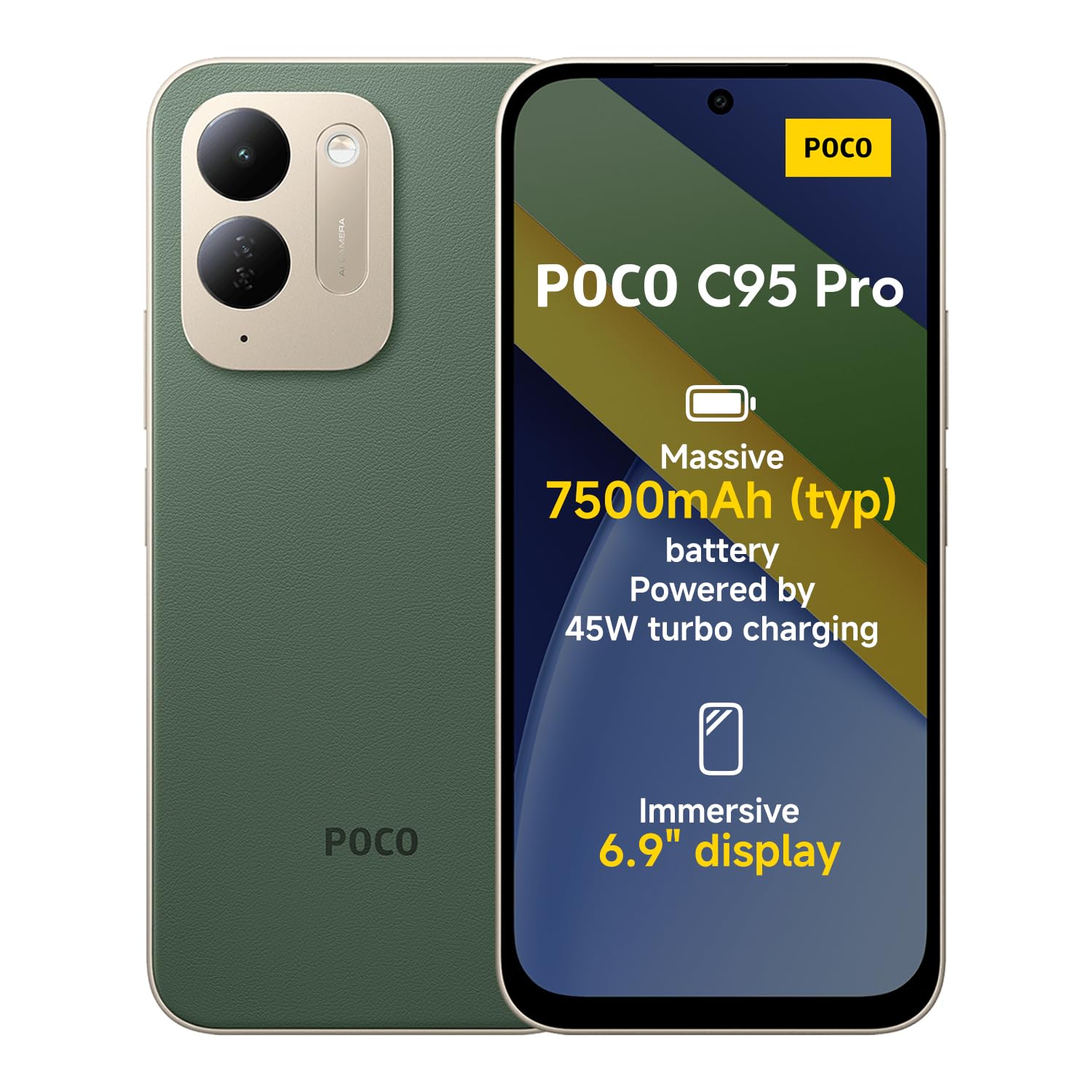 POCO C95 Pro, Smartphone 6+128 GB, Green, 7500mAh battery 45W Charging