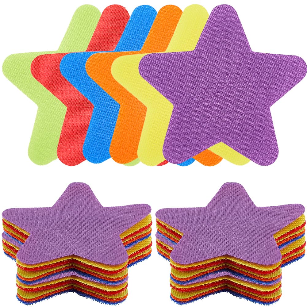 CREATCABIN 60Pcs Carpet Markers Spots Markers Set Star Shape Colorful Dots Markers with 6 Colors Floor Dot Early Supplies for Decoration Teachers Classroom Rug Family Yoga 5.51x3.93Inch