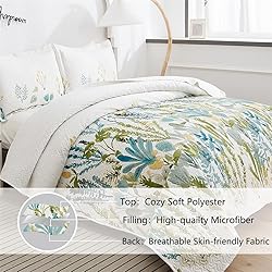 King Size Floral Quilt Set for Bed Lightweight