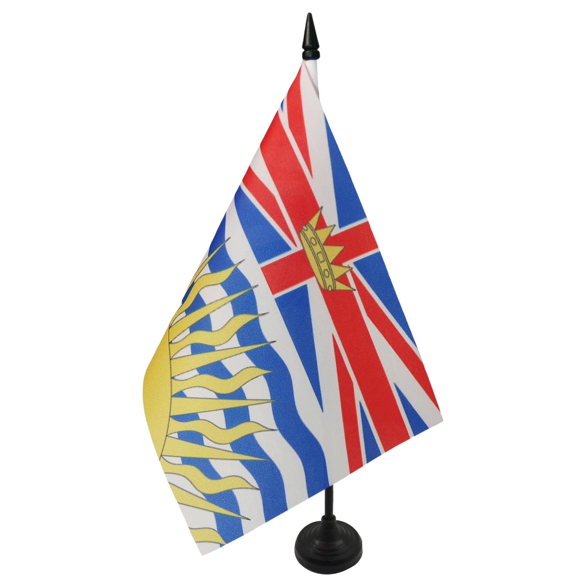 AZ FLAG British Columbia Table Flag 5'' x 8'' - Canadian region of British Columbia Office Decoration 100% Polyester 21 x 14 cm - Mini Desk Flag with Pole and Black Plastic Base