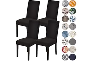 HZDHCLH Chair Covers for Dining Room Set of 4,Stretch Spandex Black Parsons Chair Slipcover 4 Pack,Removable Washable Dining Chair Cover,Anti-dust Chair Seat Protector for Kitchen,Wedding,Party