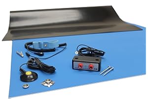 GROUNDHUG Rubber ESD Anti-Static HIGH Temperature Soldering MAT KIT-30" X 72" (2.5'x 6') - 0.08" Thick- with Dual Bench and Wrist Strap-Blue