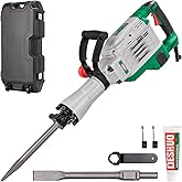 Deshuo 30 Lbs Heavy Duty 1-3/16" Hex Demolition Jack Hammer for Concrete | 1700W 14Amp Corded Electric Vibration Control Pavement Breaker w/ Flat Chisel Bull Point Chisel,Carrying Case with Wheel