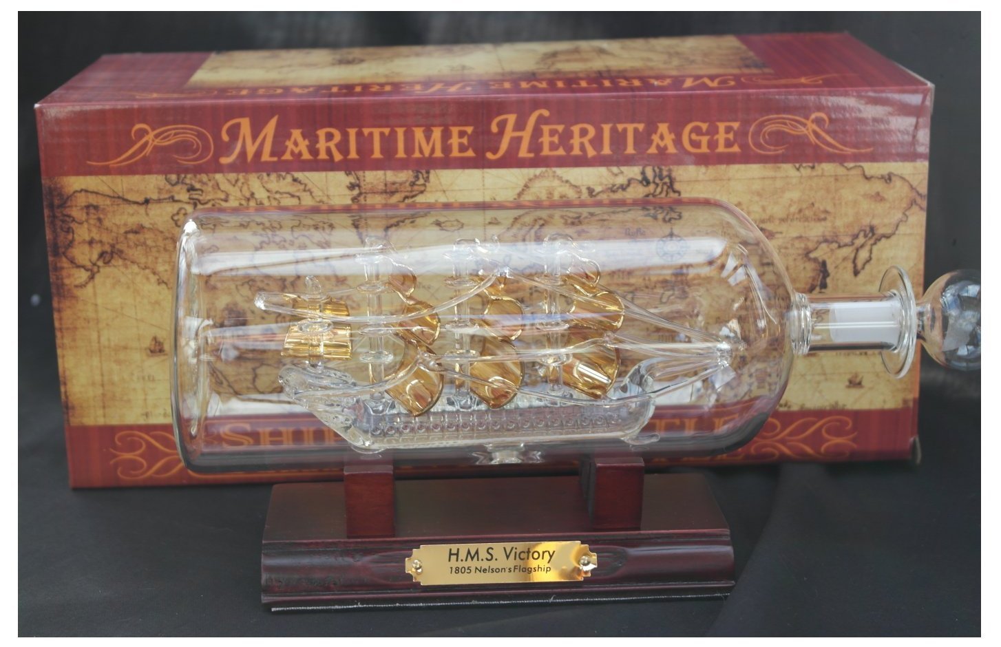 Detailed 25cm Long Model of The HMS Victory in a Glass Bottle