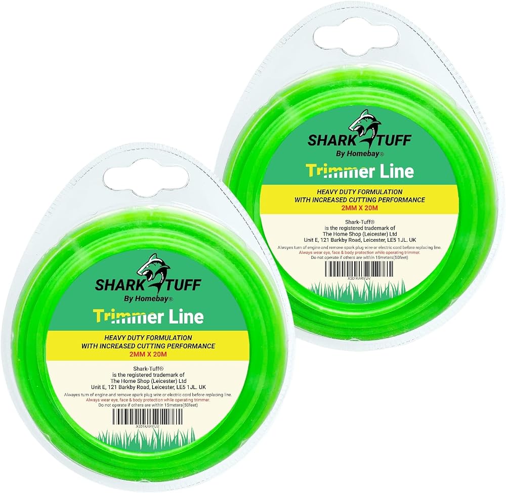 Homebay Shark-Tuff Universal Strimmer Wire 2mm x 20m Pack of 2