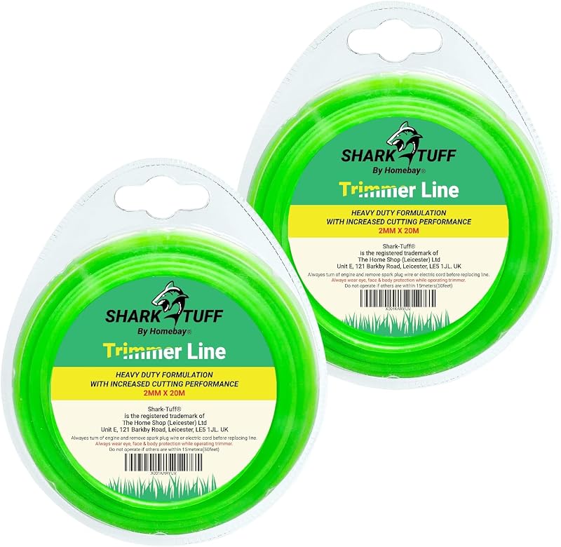 Homebay Shark-Tuff Universal Strimmer Wire 2mm x 20m Pack of 2