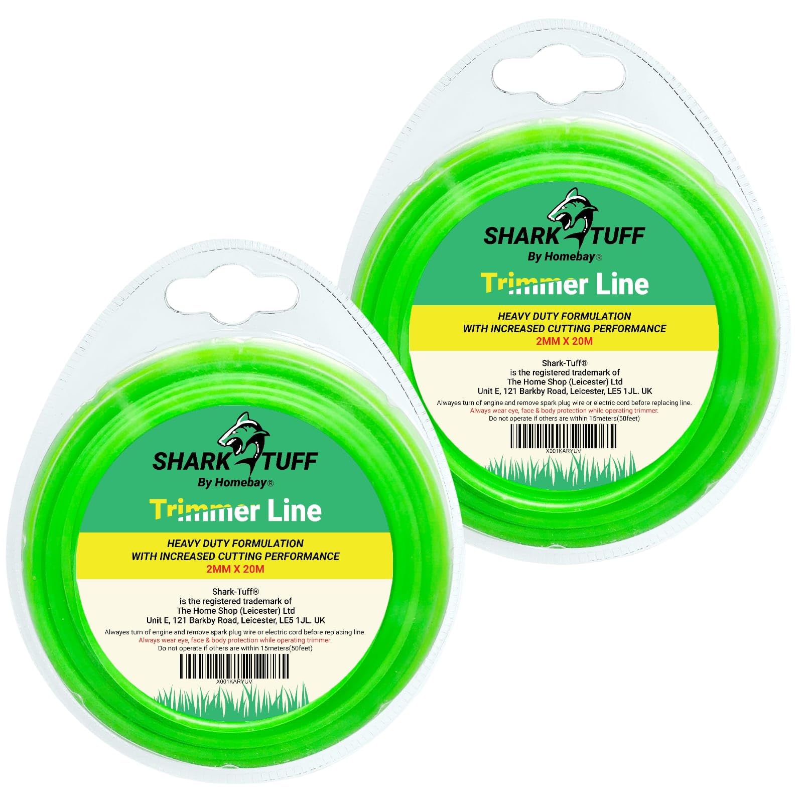 Shark-Tuff® Pack of 2 - Universal Strimmer Wire 2mm x 20m Heavy Duty | Grass Trimmer Line Strimmer Cord | Suitable for All String Petrol & Electric Trimmers (Total 40m)