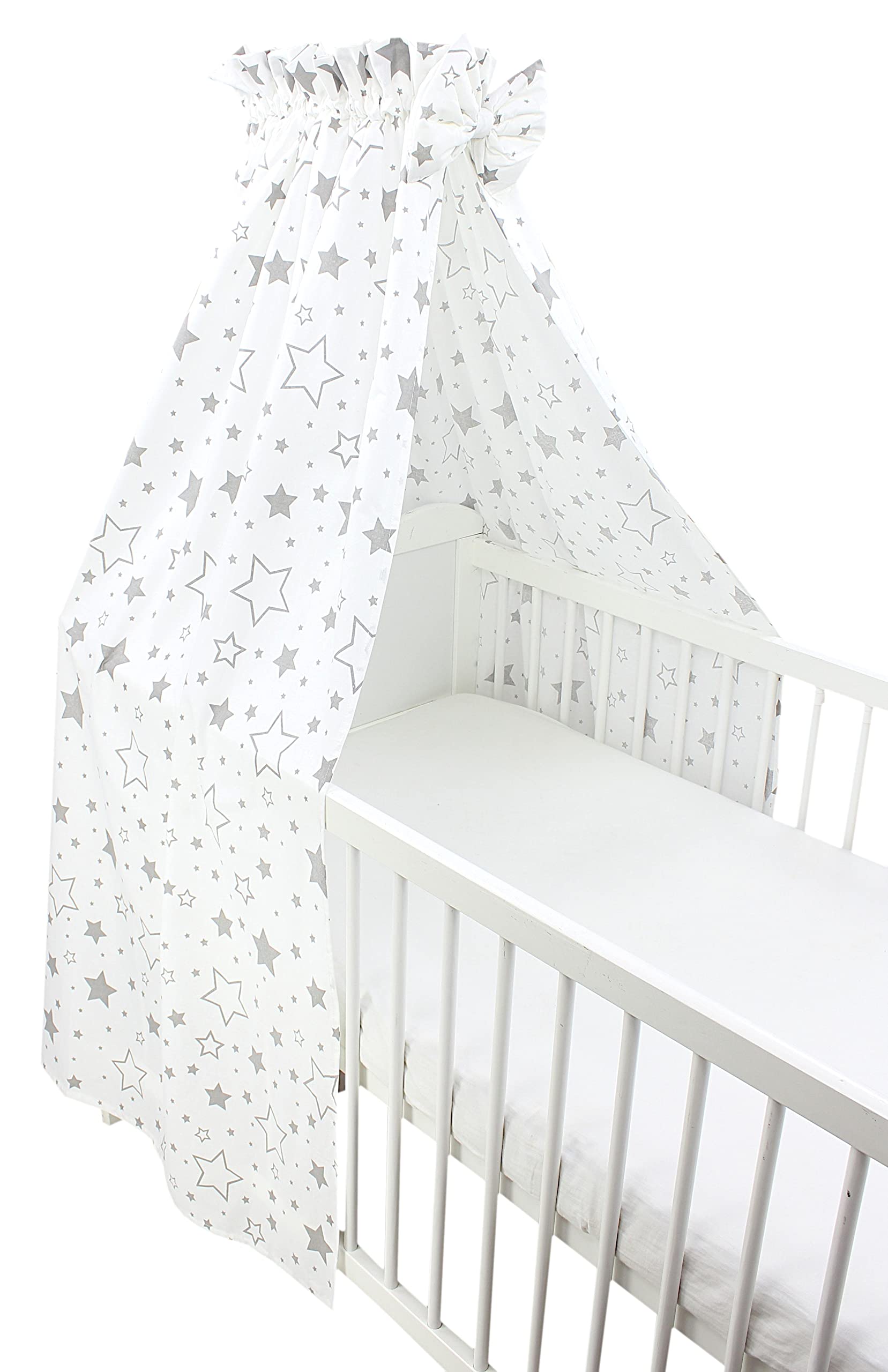 TupTam Baby Cot Canopy with Crown and Bow, Gray/Galaxy, ca. 160x240 cm