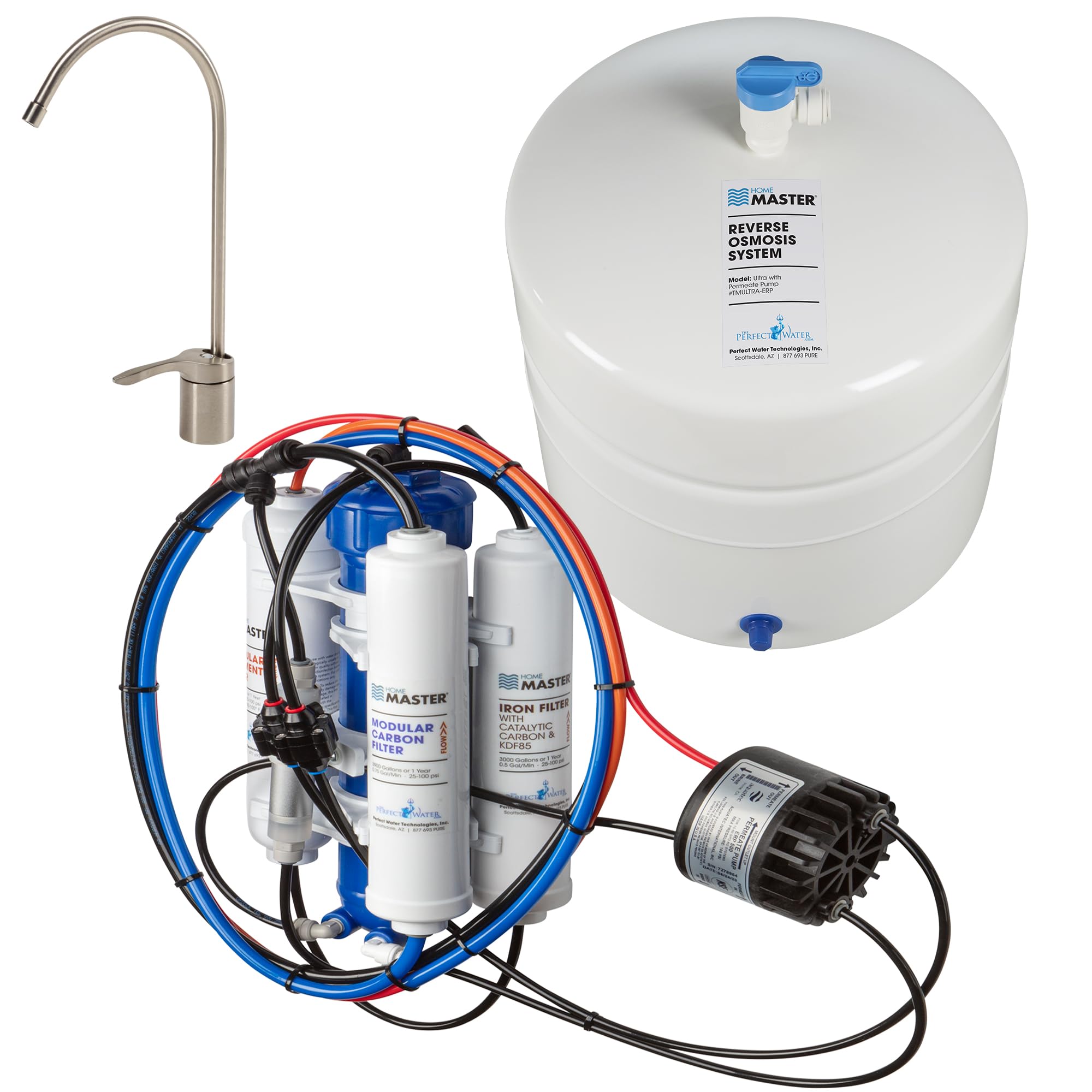 Home Master TMULTRA-ERP RO System, City & Well Water, 6-stages, Iron prefilter reduces fouling, Fast 4.5 sec Fill Rate, 1:1 Waste Ratio, UV Sterilizer 99.9% EPA 97952AZ1, 5-year limited parts
